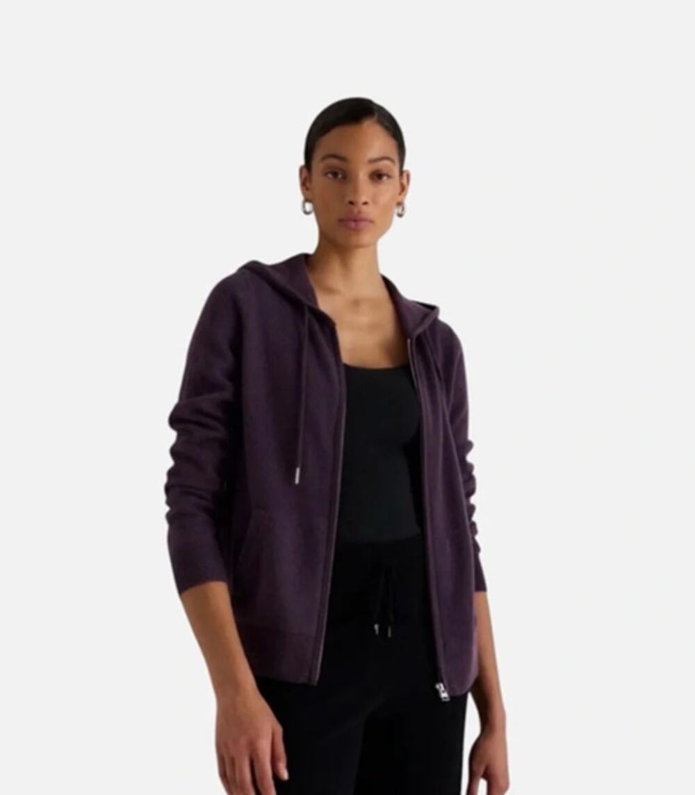 Quince Mongolian Cashmere Full-Zip Hoodie Deep Orchid Size XS NWT